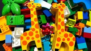 Marble run block course ☆ Animal course with giraffes and crocodiles