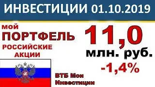 Мой инвестиционный портфель акций. Обзор. ВТБ Мои Инвестиции 2019. Опыт инвестора.