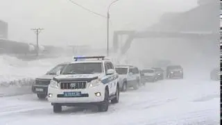 Черная пурга, метель в Норильске местами нулевая видимость. Norilsk, the black Blizzard, the storm