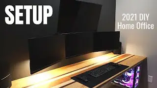 Home Office & Desk Tour | DIY | Triple Monitors & Cable Management | Home Office Makeover Part 3