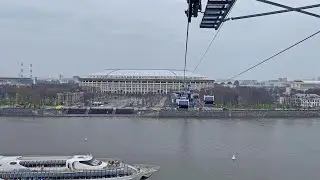 В Москве по канатной дороге над Москвой-рекой. Воробьевы горы - Лужники, туда-обратно