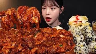 SUB)매운 야채곱창 먹방!(ft.도래창) 살얼음 맥주까지 야식 꿀조합 리얼사운드 Spicy gopchang Mukbang Asmr