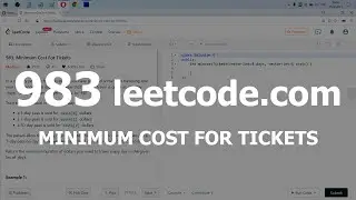 Разбор задачи 983 leetcode.com Minimum Cost For Tickets