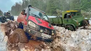 Лютая оффроад маршрутка поехала в объезд пробки Что случилось с Unimog на бездорожье?