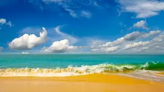 4k UHD Beautiful Beach Landscape. Relaxing Ocean Sounds. Ocean White Noise to sleep, study & Chill.