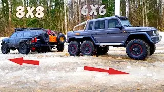 ГЕЛИК 6x6 против 8х8 ... Перетягивание ... Вот что значит G63 TRX-6 Traxxas