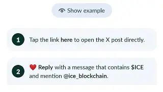 Reply with a message that contains $ice and mention @ice_blockchain solution