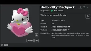 How To Get The Hello Kitty Backpack For Free on Roblox (Roblox My Hello Kitty Cafe Event)