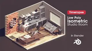 Isometric Studio Room in Blender - 3D Modeling Timelapse