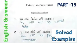 Future Indefinite Tense | Negative Sentences Solved Examples