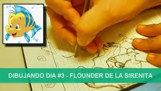 Como dibujar a Flounder de la Sirenita de Disney - Dibujo a lápiz 5 minutos para relajarse dibujando