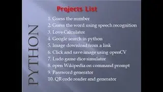 Projects in python | 10 Projects in python for beginners | mini projects in python with source code