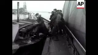 Barrage Balloon Berthed On Barges