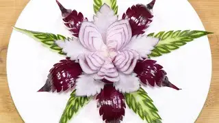 Very Cute Red Onion Flower Carving Garnish | Lavy Fuity