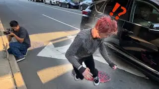 I almost got hit by a car on my skateboard!!!