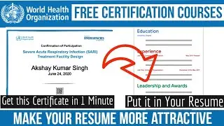 WHO - Free Certification Courses | Free Online Courses | Instant Certification | 🙂☺️😊