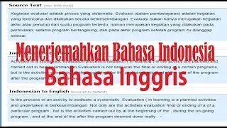 CaraTranslate  Bahasa Indonesia Ke Bahasa Inggris