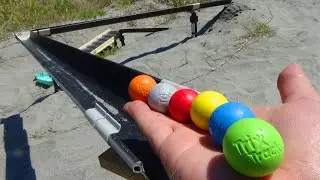 Marble Run ASMR ☆ Black Rain Gutter + Sand Mountain Tunnel Course