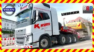 💪 Volvo FH16 750 💪 mit Liebherr R 946 auf dem Tieflader, Waiblingen, 2022.