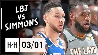 LeBron James vs Rookie Ben Simmons Duel Highlights (2018.03.01) 76ers vs Cavaliers - SICK!