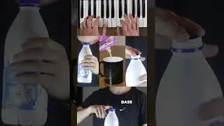 Beat making with a cup, sugar, and a bottle of milk.