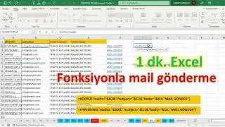 Excel 1 Dakika -Fonksiyonla Mail Gönderme