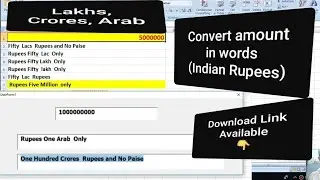 Auto convert Amount to Words (Indain Rupees format) in excel using Excel VBA