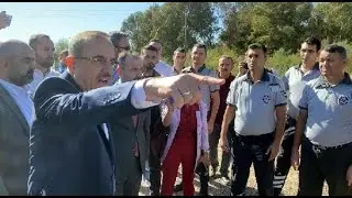 Arıtma tesisi önünde AK Parti’liler ile güvenlik görevlileri arasında arbede