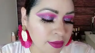 luce hermosa look de ojos Rosa con morado💗💜