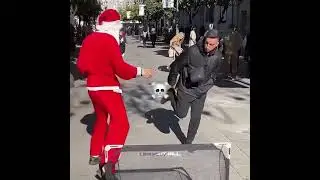 Respect The Guys Freestyling Skills For Nutmegging Santa🥶😈 #shorts #football #soccer