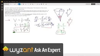 Related rates: an inverted cone leaks water at a given rate, how fast is the height changing at h=12