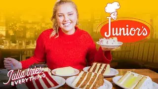 Julia Tries ALL Of The Most Popular Cheesecakes From Juniors | Delish