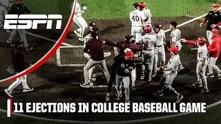 11 EJECTIONS 😱 Mississippi State vs. Georgia benches clear after intense play at the plate 👀