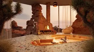 Joshua Tree Desert Ambience with Relaxing Music and Cozy Fireplace Sounds 2 Hours