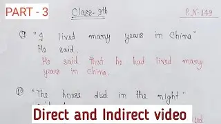 Direct and Indirect Speech class 9th | Solved Exercise -2 English Grammar PART -3