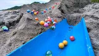 Marble Run ☆ Sand Mountain Slope & Rain Gutter Course