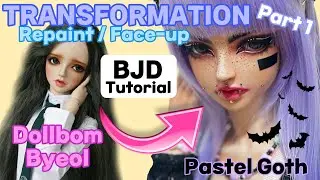 DOLL MAKE-OVER / Bom Art Doll Byeol (Part 1) / FACE-UP Timelapse / TUTORIAL / BJD TRANSFORMATION