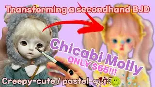 UNBOXING + PAINTING a cute, old BJD / Chicabi Molly / creepy cute Face-up / speedpaint / walkthrough