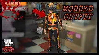 GTA 5 ONLINE- MODDED MALE ORANGE GLOW SKELETON ONESIE OUTFIT TUTORIAL (GUN BELT )