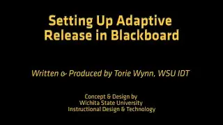 How-to Set Adaptive Release in Blackboard